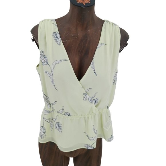 WOMENS BANANA REPUBLIC PETITE SMALL YELLOW FLORAL TOP - Picture 1 of 14